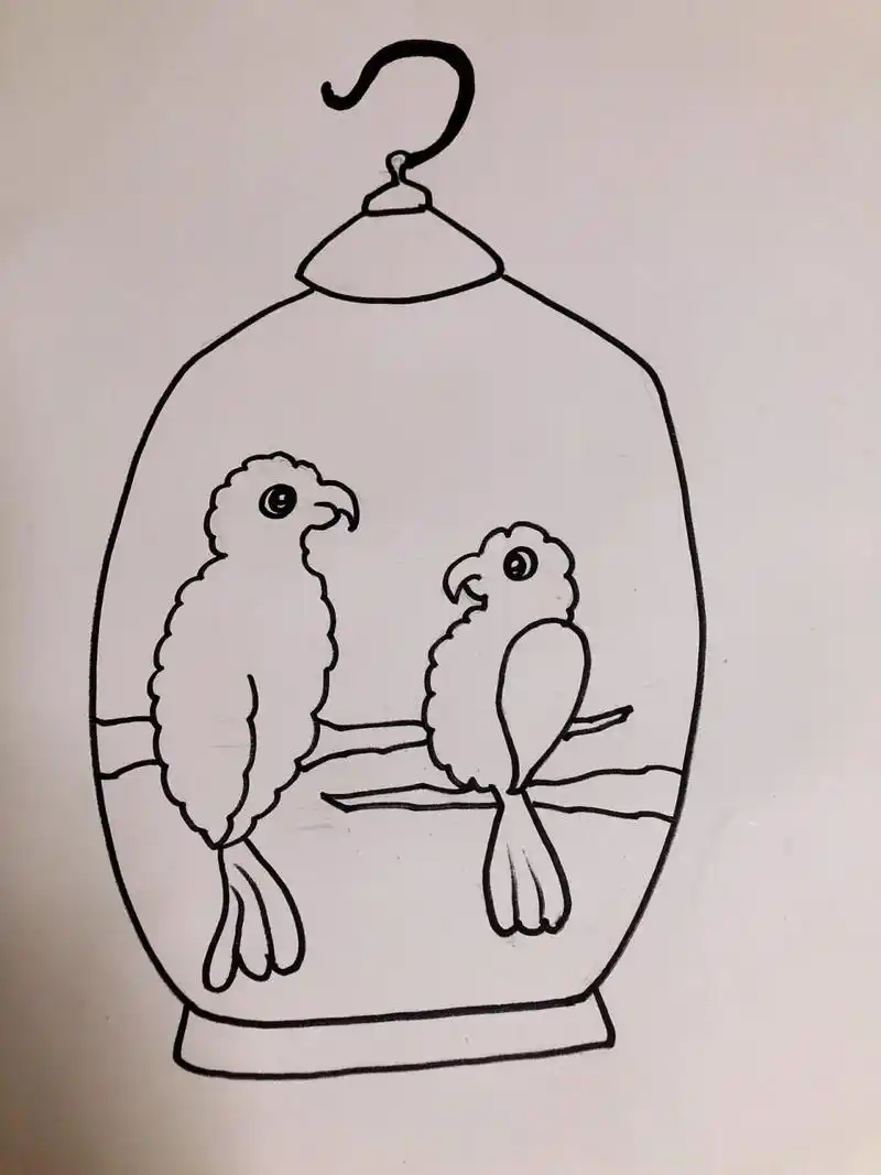 《笼中鸟》粘贴儿童画 适合6岁到8岁左右的小朋友 1,在课程中,通过