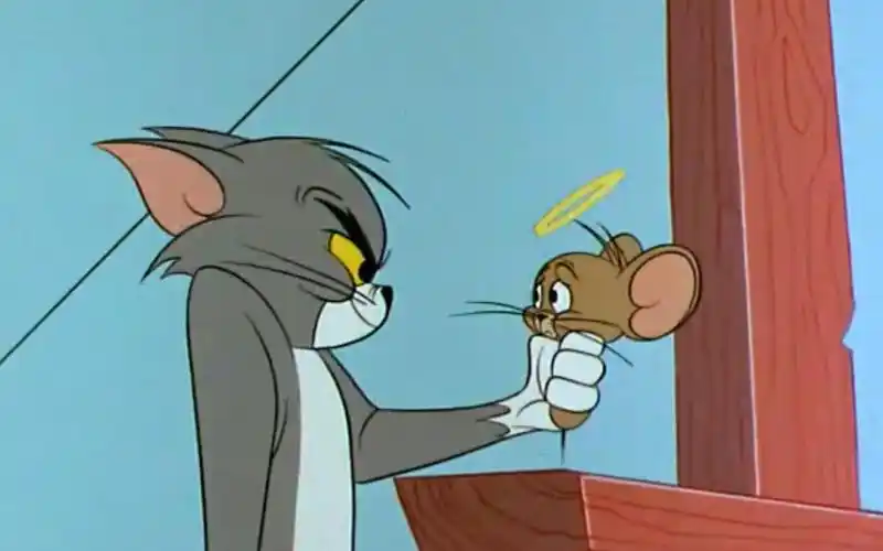 汤姆和杰瑞又开始追逐大战,不料被杰瑞假装鲨鱼疯狂拿捏