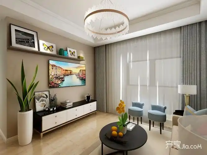 83现代两房装修效果图,套二现代简约风格装修案例效果图-齐家装修网