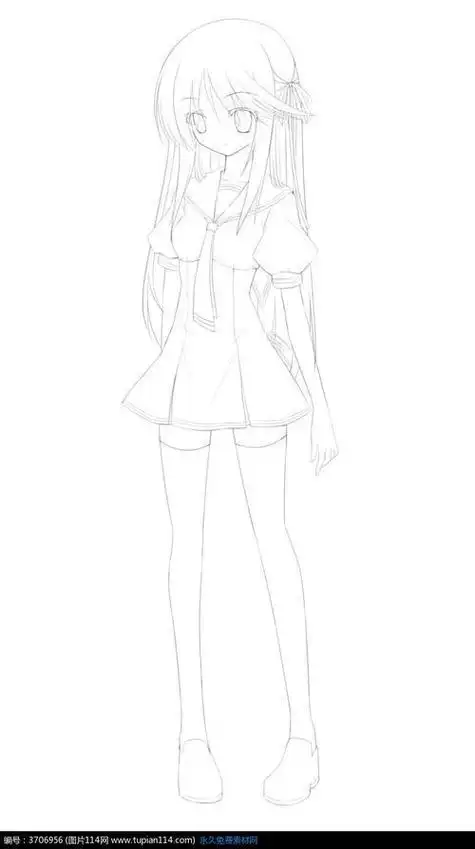 卡通动漫人物简笔画全身