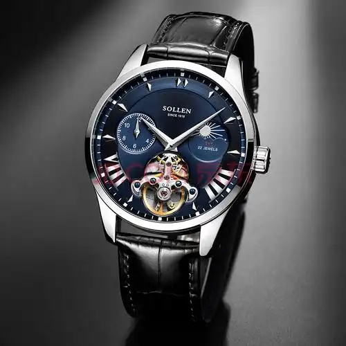 梭伦(sollen)2020新款手表瑞士风格男士手表全自动机械表防水镂空陀