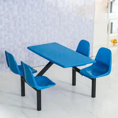 观魅 食堂连体餐桌椅四人位公司员工食堂餐桌 学校餐厅餐桌椅组合小吃