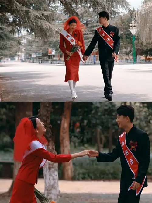 父母爱情70年代婚纱照78别有一番风味