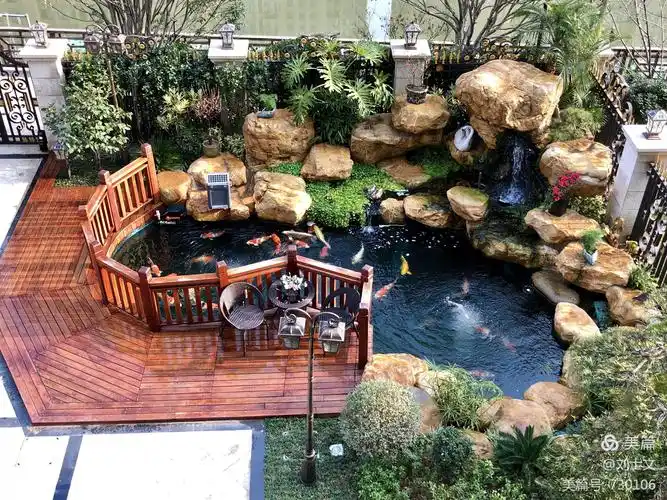 浙江温州刘士文先生国宾一号玫瑰花园庭院户外锦鲤鱼池!