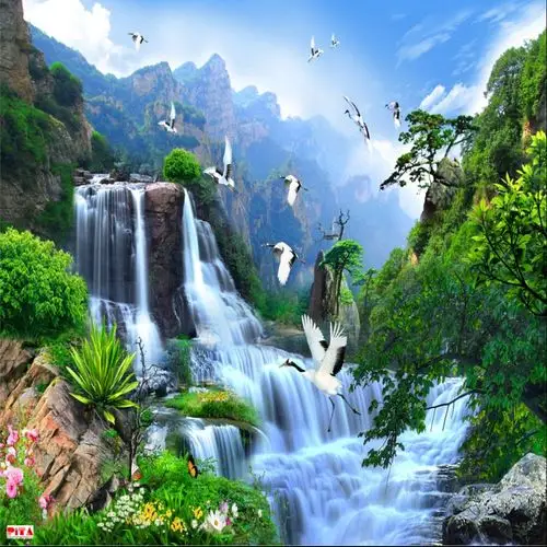 美家背景墙～～～自然山水画