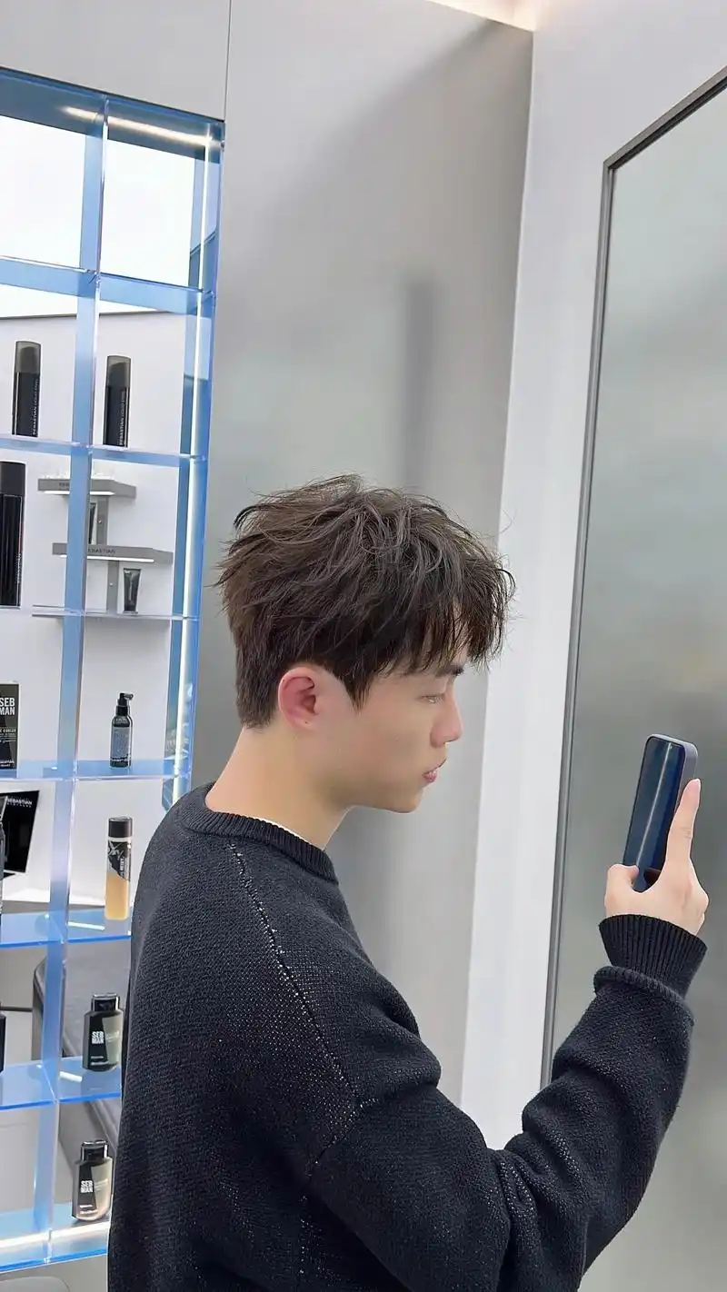 自然男生发型微分,头顶长度:8一15厘 - 抖音