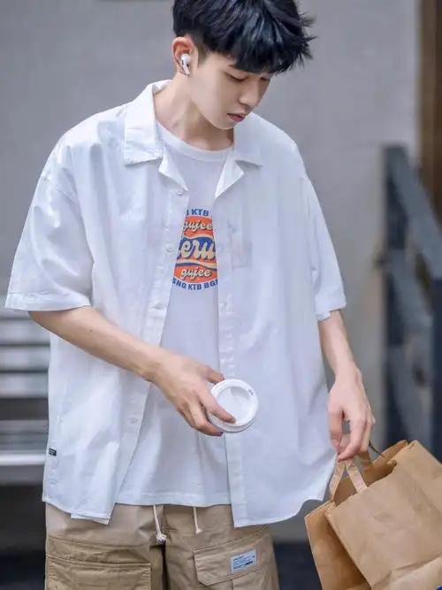 ootd男生夏季穿搭少年感白衬衫78