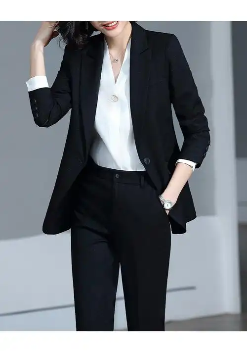 安依莲小西装套装女职业装2020春秋新款修身时尚气质商务西服正装精英