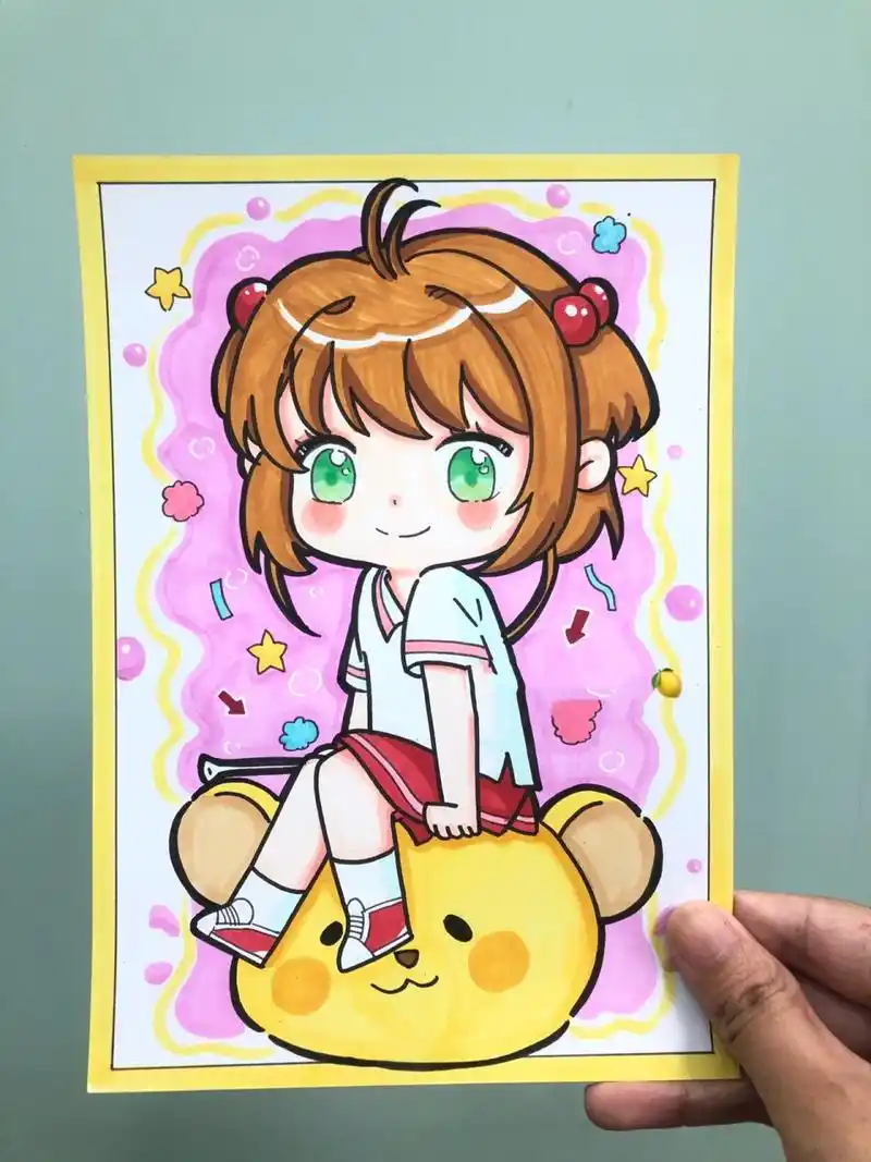 q版动漫女生人物|初级动漫|百变小樱(线稿)