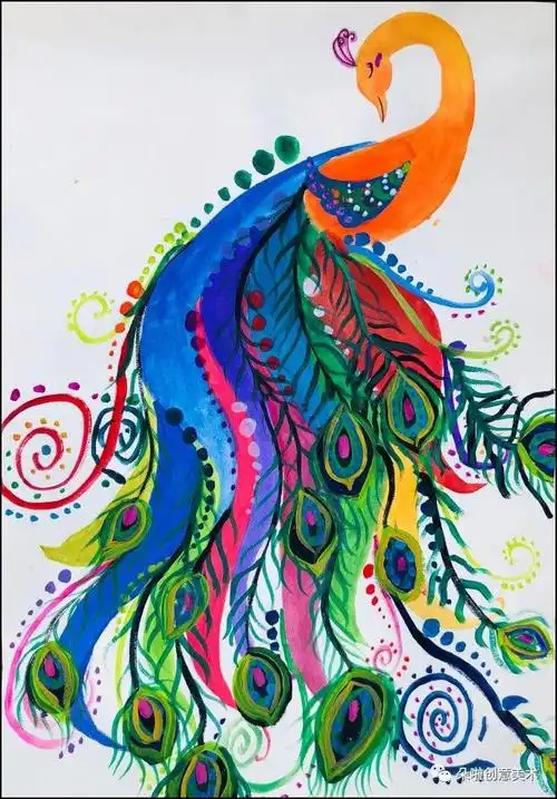 范画少儿美术油画棒创意画美好的童话世界