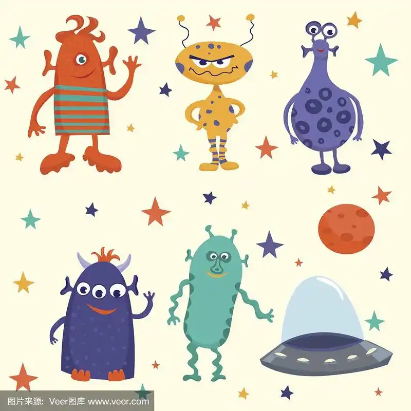 可爱的卡通外星人-插图
