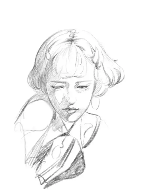 素描人像画画过程