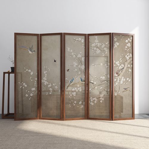 新中式屏风隔断客厅入户玄关办公古典木质卧室遮挡办公室实木折屏