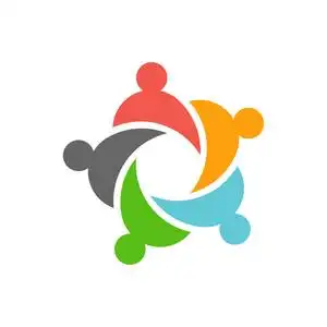 五个企业团队合作的人标志设计照片