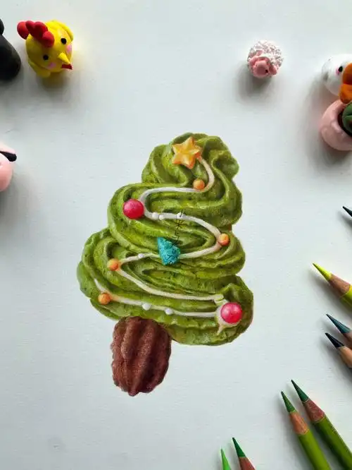 彩铅圣诞曲奇饼干呀