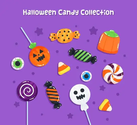 12款彩色万圣节糖果矢量素材