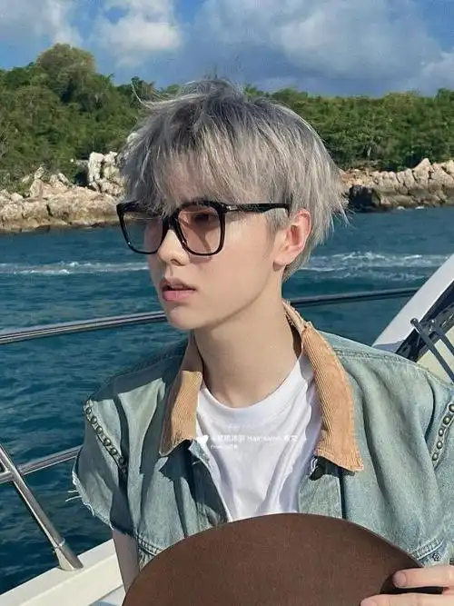 亚麻灰头发图片男纹理