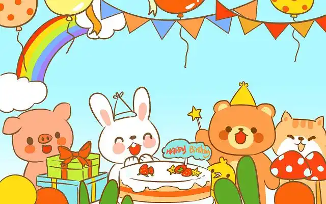 动物生日会卡通人物生日庆祝png素材