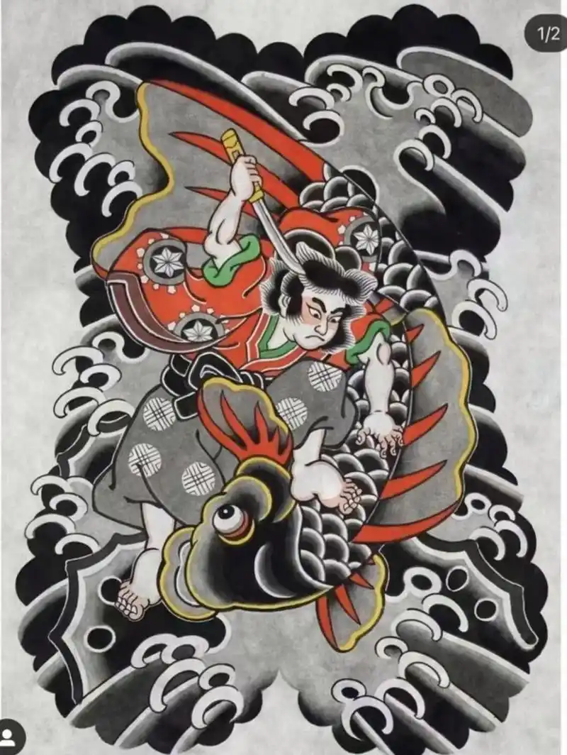 9张日式满背纹身手稿|传统满背 满背专属人员集合,适合喜欢日式传统的