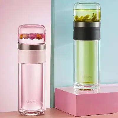 苏泊尔茶水分离杯高档双层玻璃杯泡茶杯子水杯过滤便携男士女随手