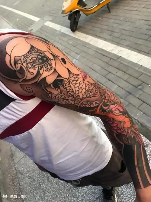 花臂半成品_纹身图案手稿图片_谢毅的纹身作品集