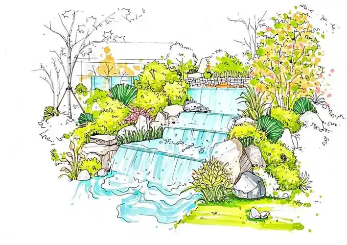 手绘  #景观手绘  #手绘临摹  #景观水景