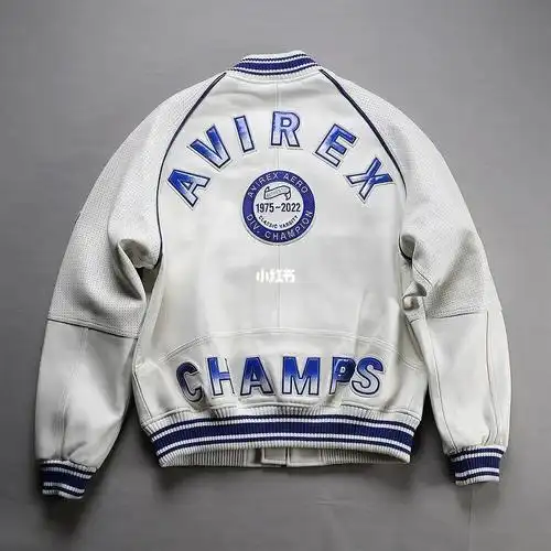 出口美国订单avirex真皮棒球服2000出