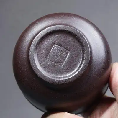 宜兴原矿紫砂杯纯手工陈富才石红主人杯精w品功夫茶杯压手品茗杯