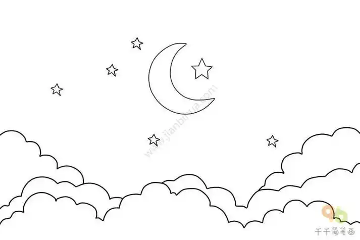 夜晚的星空简笔画