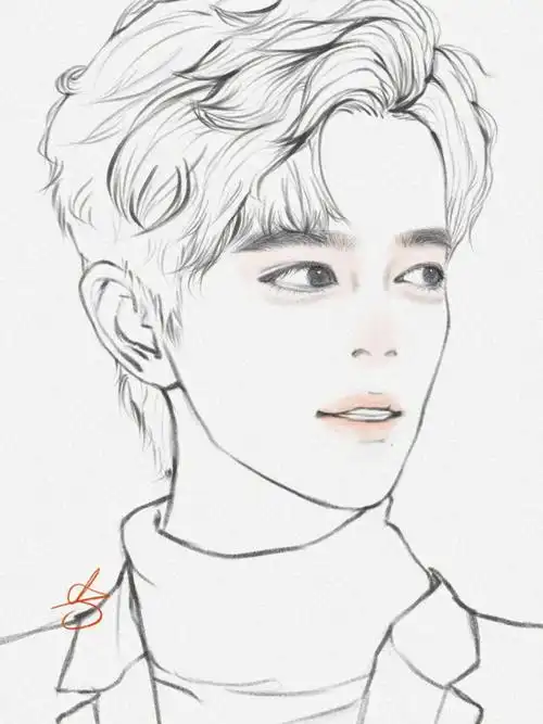 手绘头像  #画画 #肖战  #线稿  #画画练习