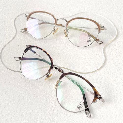 刻度家超轻复古雕花半框修饰脸型近视镜片配镜防蓝光男女款眼镜框