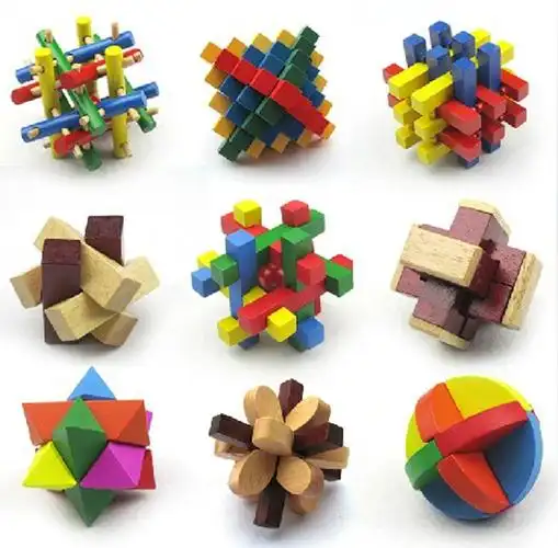 童豆儿 成人木制益智玩具 智力玩具 孔明锁鲁班锁解锁玩具 9件套 中秋