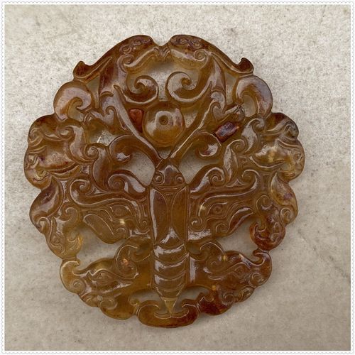 古董战汉老岫玉高古玉古玩玉器做旧玉璧玉石挂件把件摆件吊坠蝴蝶