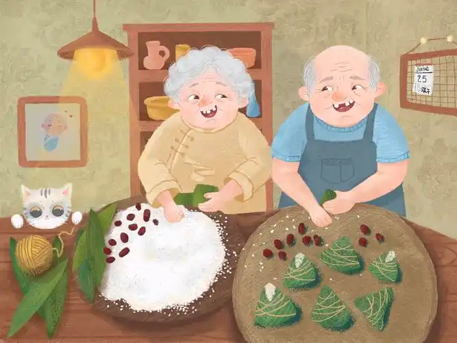 端午节和相爱的人一起包粽子|插画|创作习作|111jiangxiaoyu - 原创作