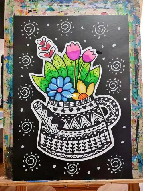 花盆初级线描课效适合68岁小朋友