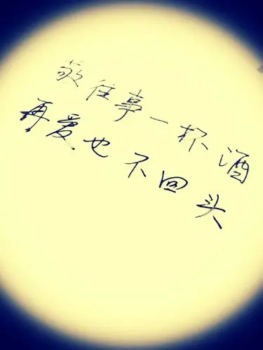 手写,文字.敬往事一杯酒,再爱也不回头.