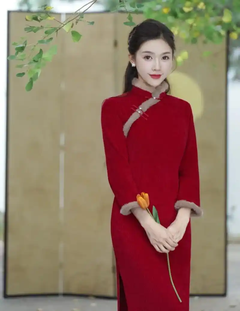秋冬款新款旗袍连衣裙