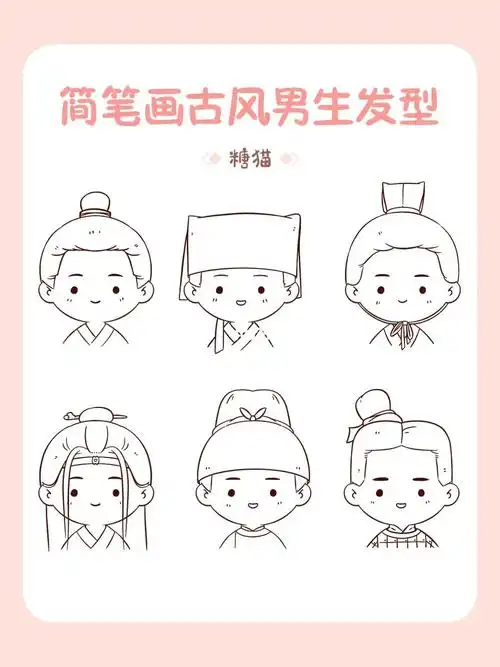 你们要的简笔画古风男生发型来啦