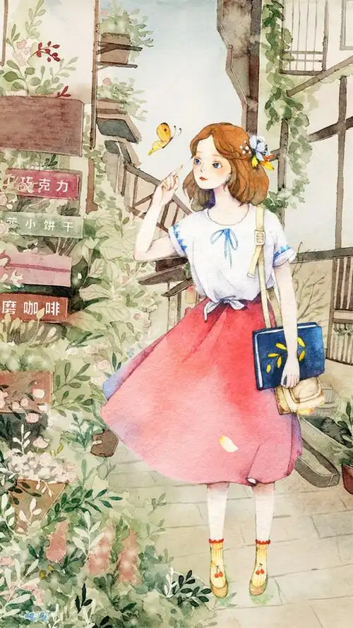 手绘卡通插画唯美高清手机壁纸