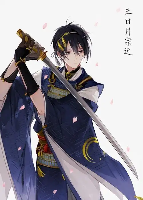 动漫pixiv二次元插画少年刀剑乱舞剑男三日月宗近和风