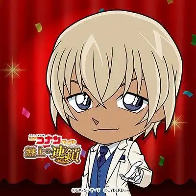 蓝色马甲搭配白色西装的安室透作出向前伸手的姿势,不知道在邀请谁