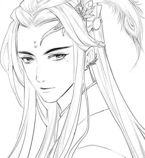 古风男子手绘线稿,临摹学画