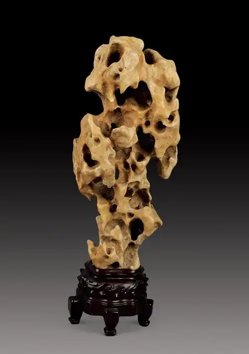 0138清白太湖石玲珑山子摆件