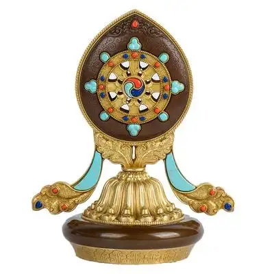 佛缘慧宝佛教密宗供具宝轮摆件轮王七政吉祥摆件