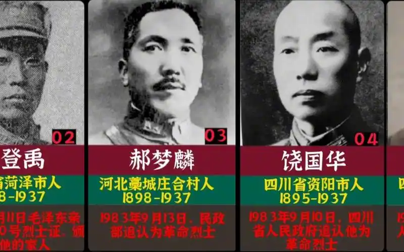 新中国追认为革命烈士的十大抗战阵亡国军将领!