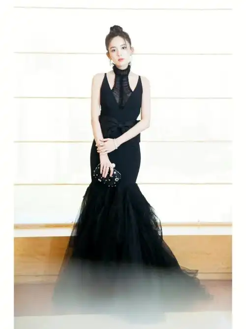 古力娜扎同款verawang黑色礼服