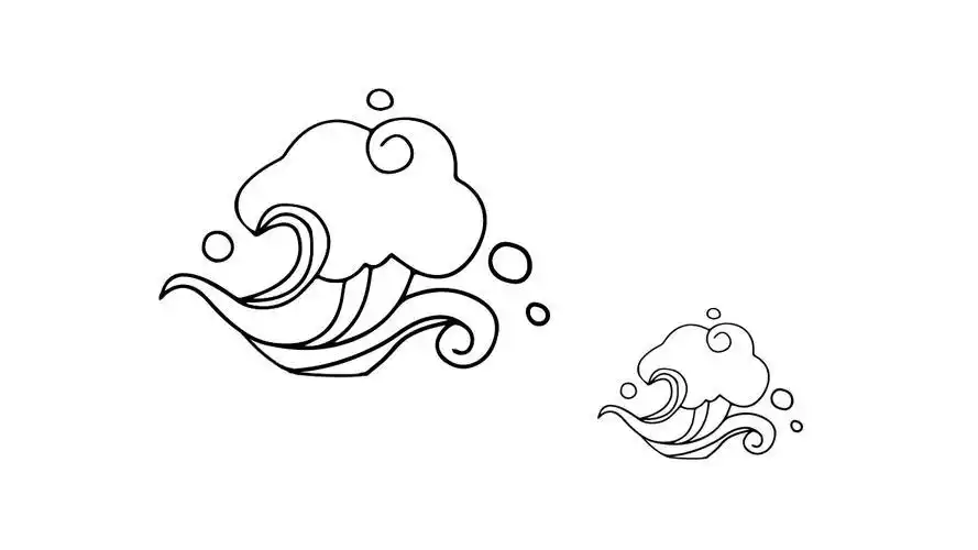 简笔画溅起的积水