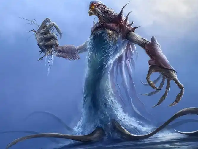 怪物,水,触角,爪子,美术图片 壁纸