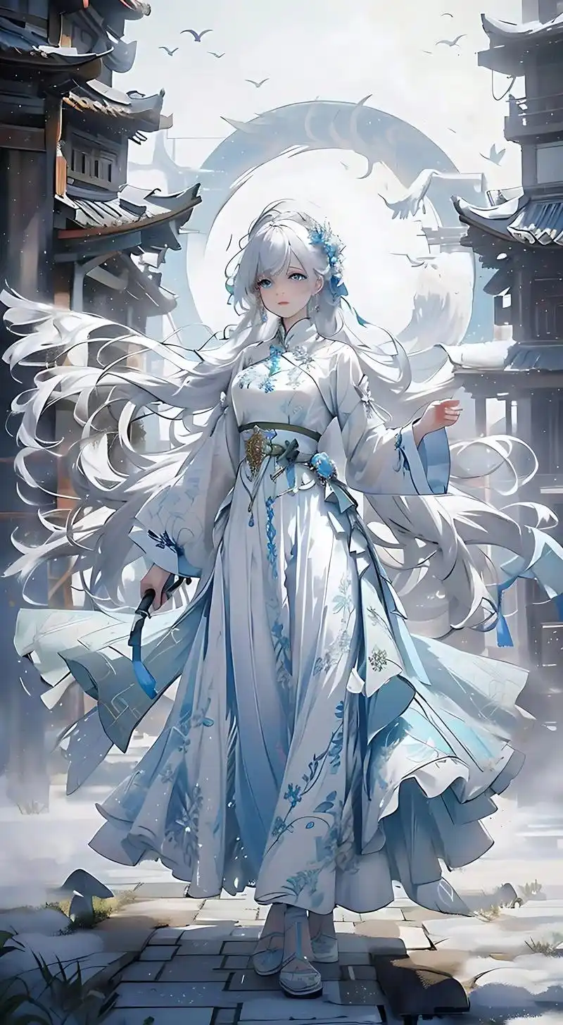 雪景舞剑.#高清图片 #ai绘画 #二次元 #古风 #美出高 - 抖音