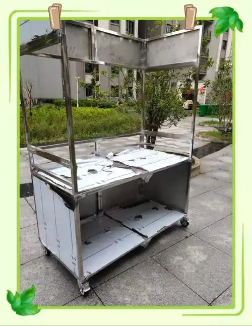 不锈钢折叠餐车摆摊车早餐车小吃车冷饮车粥车手推车等美食车左右前